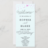 Pink Stars Celestial Light Blue Wedding Program (Vorderseite)