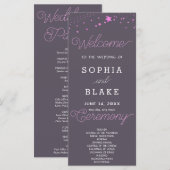 Pink Stars Celestial Smoke Gray Wedding Programm (Vorne/Hinten)