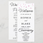 Pink Stars Celestial White Wedding Program (Vorne/Hinten)