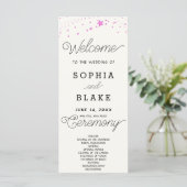 Pink Stars Celestie Off White Wedding Program (Stehend Vorderseite)