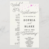Pink Stars Celestie Off White Wedding Program (Vorne/Hinten)