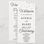 Pink Stars Celestie Off White Wedding Program (Vorne/Hinten)