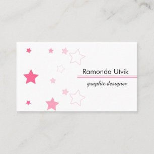 Pink Stars - Clean Business Card Visitenkarte