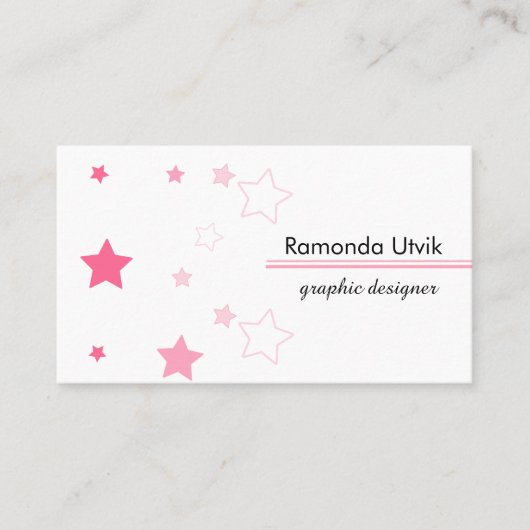 Pink Stars - Clean Business Card Visitenkarte (Vorderseite)