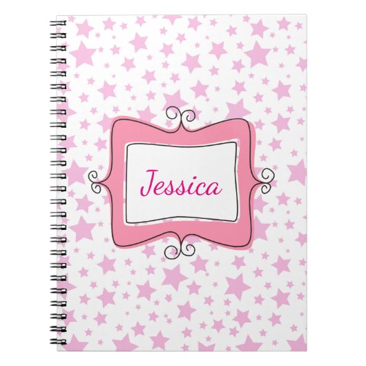Pink Stars Doodle Frame Notizblock (Vorderseite)