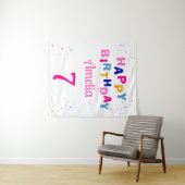 Pink Stars Girl Happy Birthday Wandteppich (Beispiel (Horizontal))