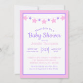 Pink Stars Girls Babydusche Einladung (Vorderseite)