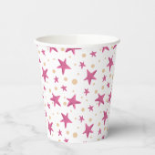 Pink Stars Girly Birthday Party Pappbecher (Links)