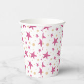 Pink Stars Girly Birthday Party Pappbecher (Rechts)