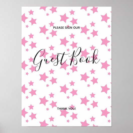 Pink Stars Modernes Design Buch Zeichenplakat Poster (Vorne)