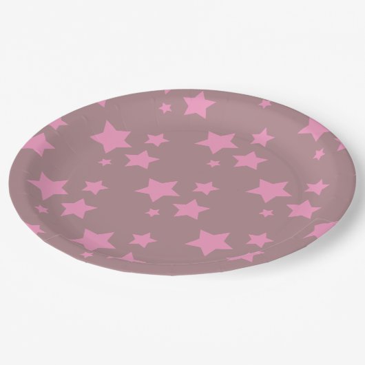 Pink Stars Modernes Design KinderBaby Circus Party Pappteller (Schrägansicht)