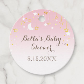 Pink Stars Moon Babydusche Geschenkanhänger