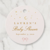 Pink Stars Moon Princess Fairytale Baby Shower Geschenkanhänger (Vorderseite)