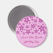 Pink Stars "Save the Date" blassrosa Magnet (Vorderseite/Rückseite)