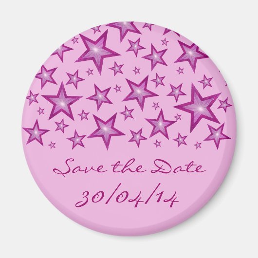 Pink Stars "Save the Date" blassrosa Magnet (Vorne)