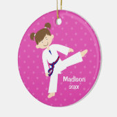 Pink Stars Taekwondo Karate Girl Personalisiert Keramik Ornament (Links)