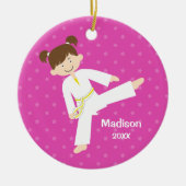 Pink Stars Taekwondo Karate Personalisiert Keramik Ornament (Vorne)