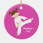 Pink Stars Taekwondo Karate Personalisiert Keramik Ornament (Hinten)