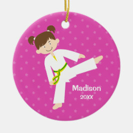 Pink Stars Taekwondo Karate Personalisiert Keramikornament