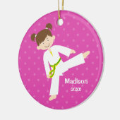 Pink Stars Taekwondo Karate Personalisiert Keramikornament (Links)