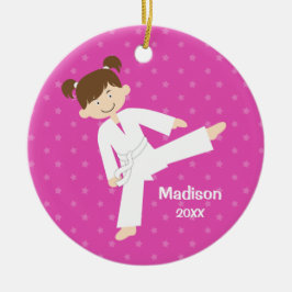 Pink Stars Taekwondo Karate Personalisiert Keramikornament