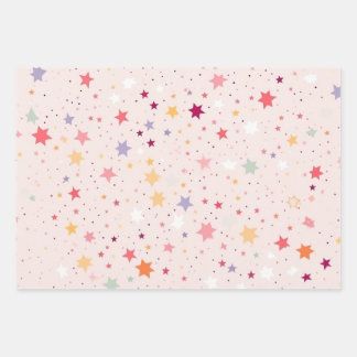 Pink Stars Wrapping Paper (Set 3) Geschenkpapier Set