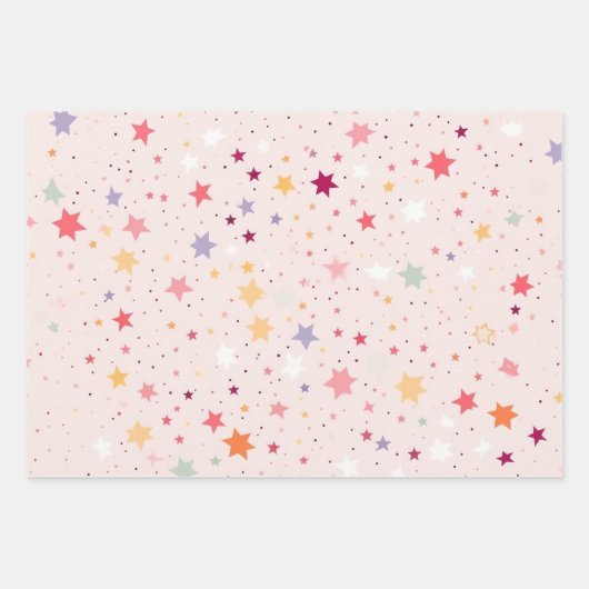 Pink Stars Wrapping Paper (Set 3) Geschenkpapier Set (Vorderseite 3)
