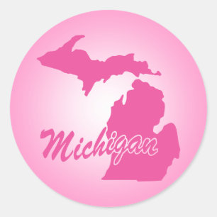 Pink State Michigan Runder Aufkleber