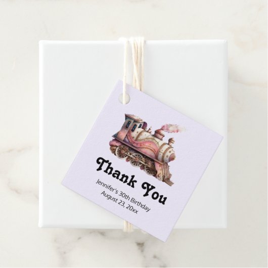 Pink Steam Train Vintag Danke Geschenkanhänger (Beispiel)