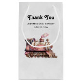 Pink Steam Train Vintag Danke Kleine Geschenktüte (Rückseite)