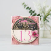 Pink Steampunk Party Einladung (Stehend Vorderseite)