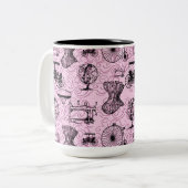 Pink Steampunk Pattern Kaffeemaschine Tasse (Vorderseite Links)
