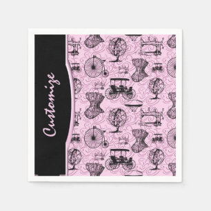 Pink Steampunk Pattern Napkins Serviette