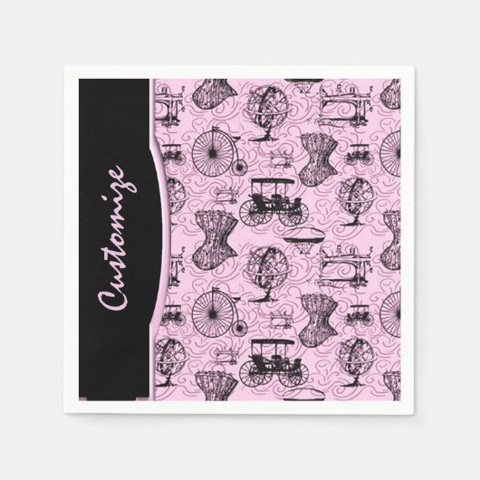Pink Steampunk Pattern Napkins Serviette (Vorderseite)