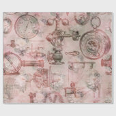 Pink Steampunk Uhren Geschenkpapier (Flach)