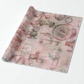 Pink Steampunk Uhren Geschenkpapier (Ungerollt)