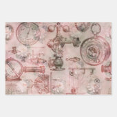 Pink Steampunk Uhren Geschenkpapier Set (Vorderseite 3)