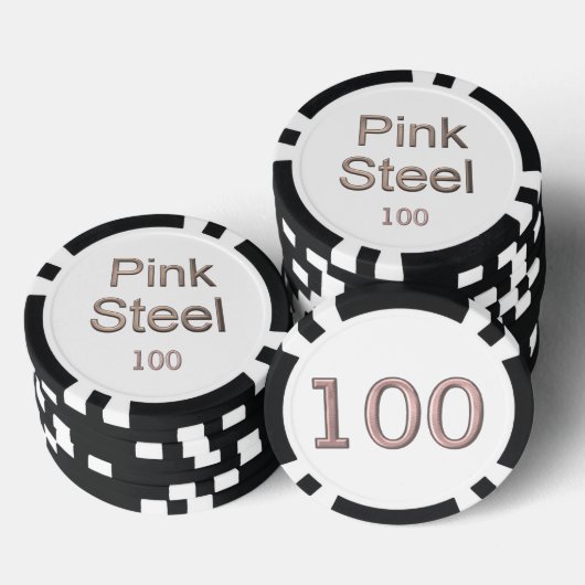 Pink Steel white black 100 gestreifter Poker-Chip Pokerchips (Stapel)