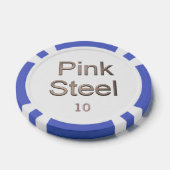 Pink Steel white blue 10 striped Poker Chip (Einzeln)