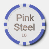 Pink Steel white blue 10 striped Poker Chip (Vorderseite)