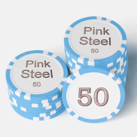 Pink Steel White Light Blue 50 gestreifter Poker C Pokerchips (Stapel)