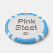 Pink Steel White Light Blue 50 gestreifter Poker C Pokerchips (Einzeln)