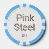 Pink Steel White Light Blue 50 gestreifter Poker C Pokerchips (Vorderseite)