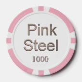 Pink Steel white pink 1000 gestreifter Poker Chip (Vorderseite)