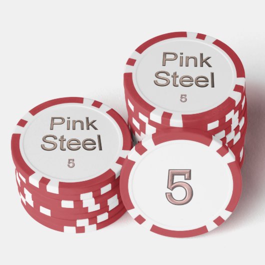 Pink Steel white red 5 Strip Poker Chip (Stapel)