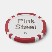 Pink Steel white red 5 Strip Poker Chip (Einzeln)
