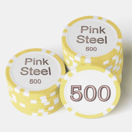 Pink Steel white yellow 500 striped Poker chip (Stapel)