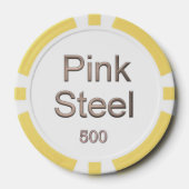Pink Steel white yellow 500 striped Poker chip (Vorderseite)