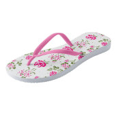 Pink Stenciled Rose Pattern Flip Flops Badesandalen (Schrägansicht)