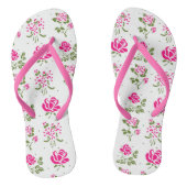 Pink Stenciled Rose Pattern Flip Flops Badesandalen (Fußbett)